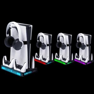 استاند تبريد وشحن - 6 في 1 للـ PS5- Slim / Pro - RGB - الصورة 2