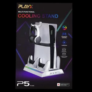 حامل تبريد متعدد الوظائف لجهاز - (PS5 -) مع إضاءة RGB وقاعدة شحن لوحدتي تحكم DualSense وحامل لسماعة الرأس. - الصورة 2